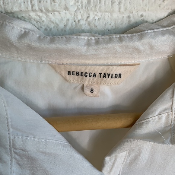 Rebecca Taylor Embellished Beaded Collar White Button Down Blouse 8 - Picture 4 of 9